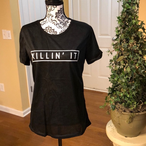 Tops - KILLIN’ IT Black Tee with white letters